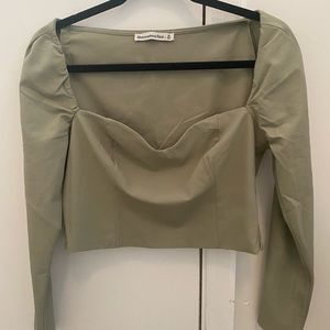 Abercrombie Cropped Long-Sleeve Portrait Neck Top